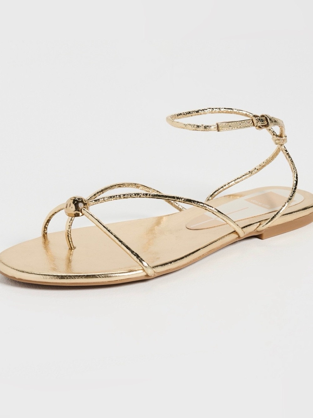 Dolce Vita Gold Metallic Strappy Ankle-Tie Sandals